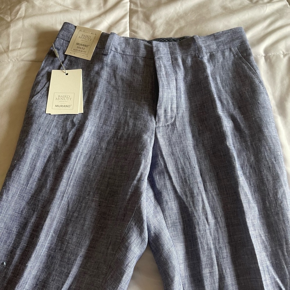 NWT Men’s 100% Linen Trousers 30x32 Slim Fit